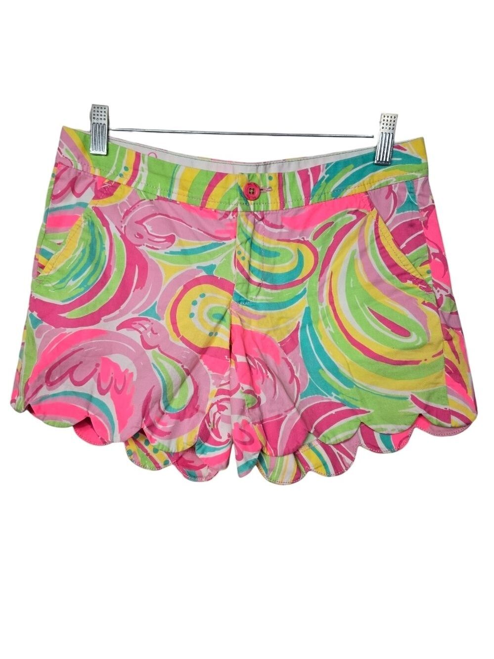 Lilly Pulitzer Multi All Nighter Buttercup Scalloped Shorts 0